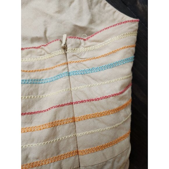 HAROLD'S Skirt Tan Embellished Pleated LINED Mid-Calf Full, Sz 16 - Picture 4 of 8